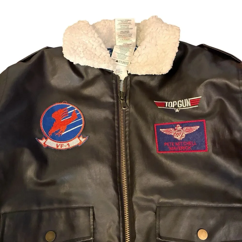 Boys Top Gun Rubies Paramount Bomber Jacket Maverick Size Large Zipper Front
